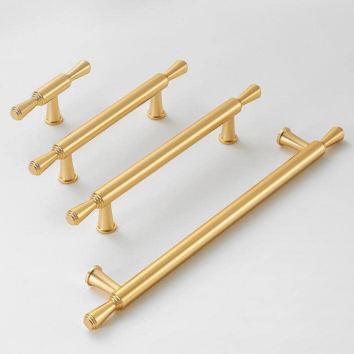 Guolich 2 Pack Hole Centers 7.55”(192mm) Kitchen Bedroom Balcony Handles, Aluminum Alloy Square Gold Color Cabinet Drawer Handles Modern Hardware