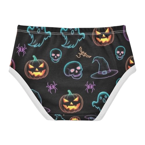 Neon Halloween Pumpkins Skulls Toddler Girls Underwear, Girls Underwear, 2T–8 Years2