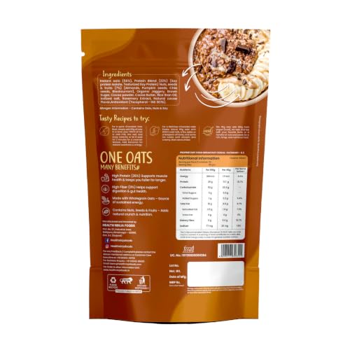 Image of Health Ninja Dark Chocolate Oats | High Protein Breakfast Oats | Protein Oats 900 gm Pack