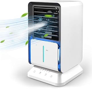 AUZKIN Portable Air Conditioner, Oscillating Air Cooler Desk Fan Evaporative Air Mist Humidifier