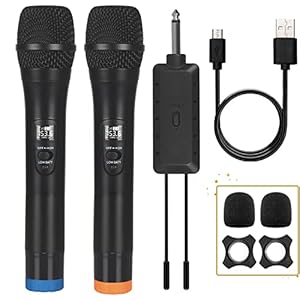 ALLWIN Wireless Microphone, Professional Dual UHF Cordless Microphone Wireless mic System for Karaoke and Parties…