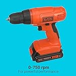BLACK+DECKER 20V MAX* POWERCONNECT Cordless Drill Kit + 100 pc. Kit (BDC120VA100), Orange - Image 5