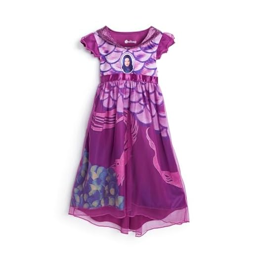 Disney Girls' Descendants Fantasy Gown Nightgown, MAL DRESS, 8