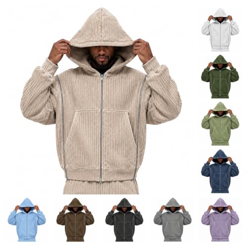 BWSEZDG Corduroy Hoodies for Men Detachable Sleeve Convertible Zip Vest - image 1