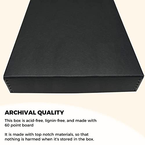 Image of Golden State Art, Drop Front Archival Storage Box, 14.75 inchx18.75 inchx3 inch-Black | Acid-Free 14x18 Museum Photo Storage Box with Metal Edge, Preserve Documents, Prints, Poster, Photographs, Arts And Crafts