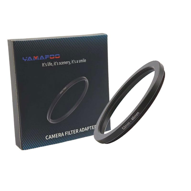 YAMAFOO 52mm to 46mm Step-Up Ring/Step Down Rings Filter Adapter for All Brands UV ND CPL Metal Ring Step-Up Rings Adapter Filter,Black (52-46)