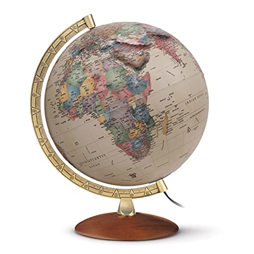 Waypoint Geographic Athens Relief Globe, 12´´ Illuminated Antique Ocean-Style World Globe with Raised Relief, Up-to-Date Reference Globe, Decorative Globe for Home and Office Decor