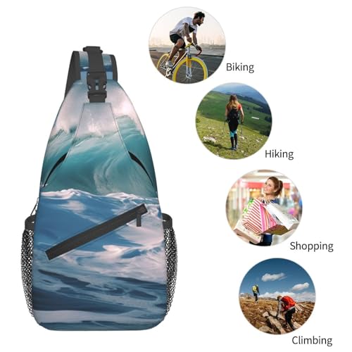 Bolso Cruzado Ocean Waves para Hombre y Mujer Negro miniatura 6