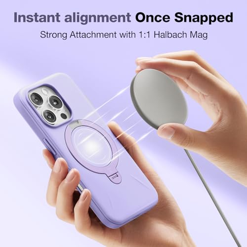 Image of TORRAS 360 Spin Mag Stand for iPhone 16 Pro Max Case, Fit for Magsafe, Mil-STD Protective Hard PC Scratch-Resistant Ostand Case for iPhone 16 Pro Max Phone Case Violet Purple, 6.9 inch