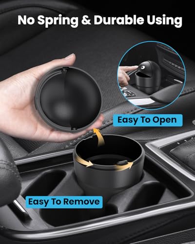 Image of Mini Car Trash Can Cupholder with Lid for Women Cute Looking, 520ML Small Car Garbage Can for Cup Holder Side Door Storage Solid Liquid Waste Without Leakage