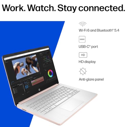 HP 14" 2026 Laptop, Intel Processor, Copilot AI, Office 365, 128GB Storage | 1TB Cloud Storage, Wi-Fi 6, HDMI, Long Battery Life, Pale Rose Gold, Windows 11 Home for Students & Everyday Computing - image 4