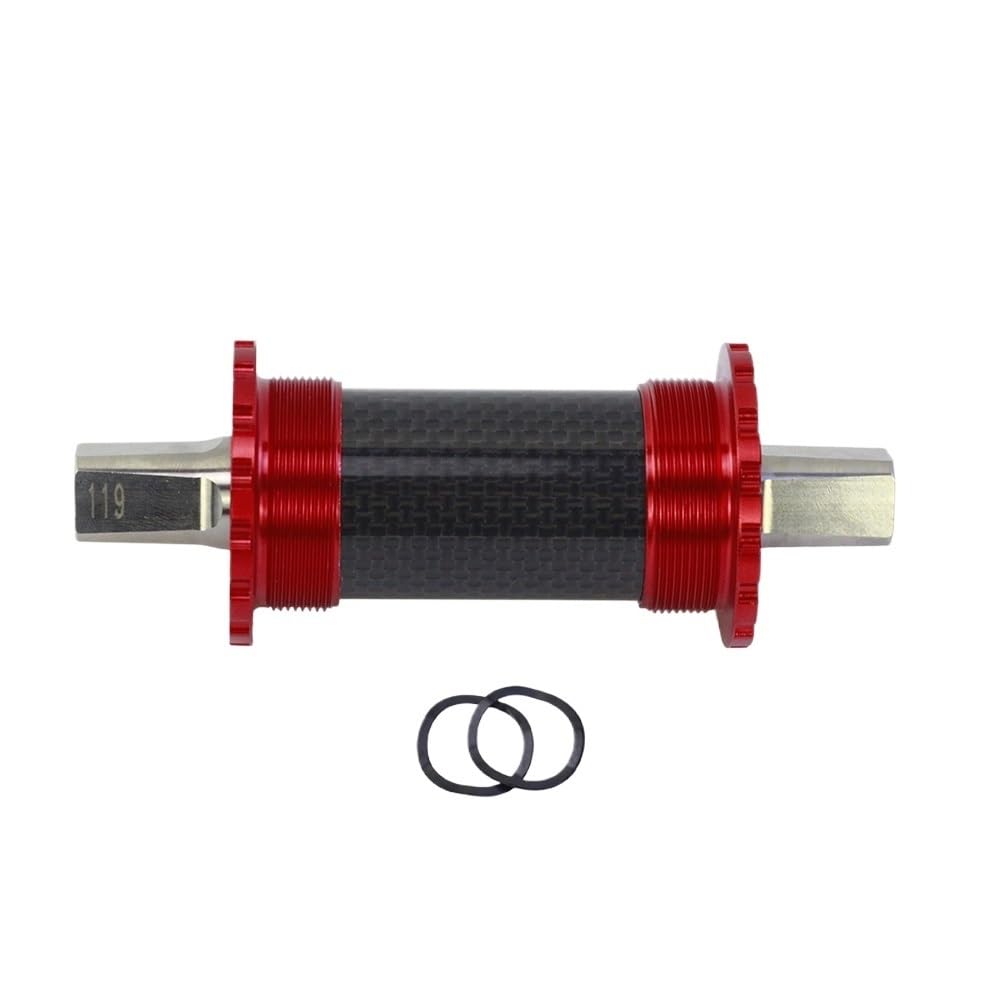 Tretlager Titan-Innenlager 119 mm for Fahrrad-Innenlager mit Gewinde, quadratischer Kegel Innenlager(Red)