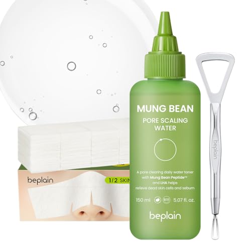 beplain Mung Bean Sebum Softener Set | Blackhead & Whitehead Remover with AHA & PHA | Includes Sebum Removal Tool & Cotton Pads | Pore Care for Smooth Skin | Korean Skincare | 5.07 fl.oz