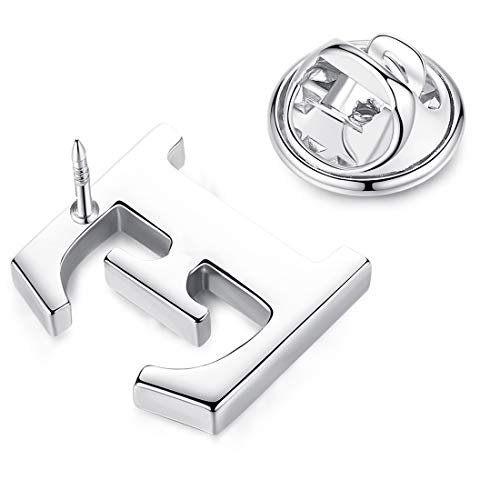 Image of HONEY BEAR Initial Alphabet Letter Lapel Pins Collar Badge Brooches for Mens /Womens Shirt Dress Decoration Silver