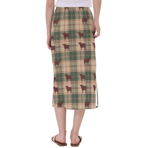 Women's Trendy High Waist Midi Summer Skirt Weekend Split Skirt3