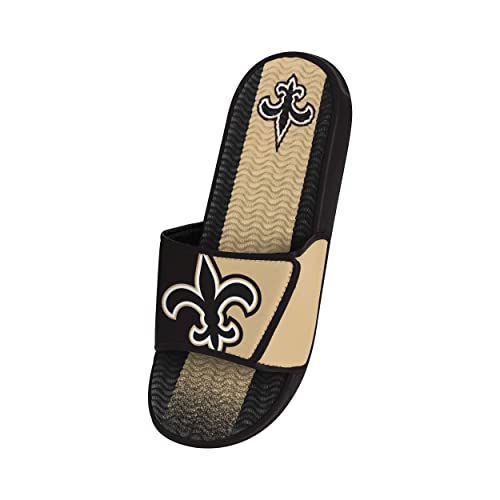 Image of FOCO mens NFL Team Stripe Logo Athletic Sport Shower Flip Flop Sandals Gel Slides