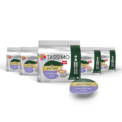 Tassimo Jacobs Cappuccino Chocolate Kapseln, 5 x 10 Pads, 50 Kaffee Kapseln