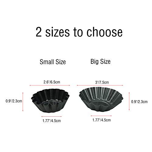 Proshopping 12 Packs Egg Tart Pan, Non-stick Carbon Steel Egg Tart Molds,Tartlet Tins,Mini Pie Mould, Muffin Cupcake Pudding Baking Cup Maker - for Pies, Chinese Egg Tart, Cakes (Biger Size 3"x 0.9")