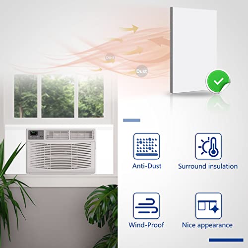Window Air Conditioner Surround Insulation Panels, White AC Side Insulated Foam Panel with Top Seal Strip for Indoor Window AC Unit