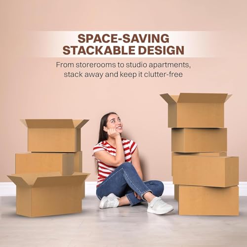 Image of BonKaso 5 Ply Corrugated Boxes for Packaging | 27 inchx13 inchx14 inch (Pack of 3) | For Courier & Goods Transportation