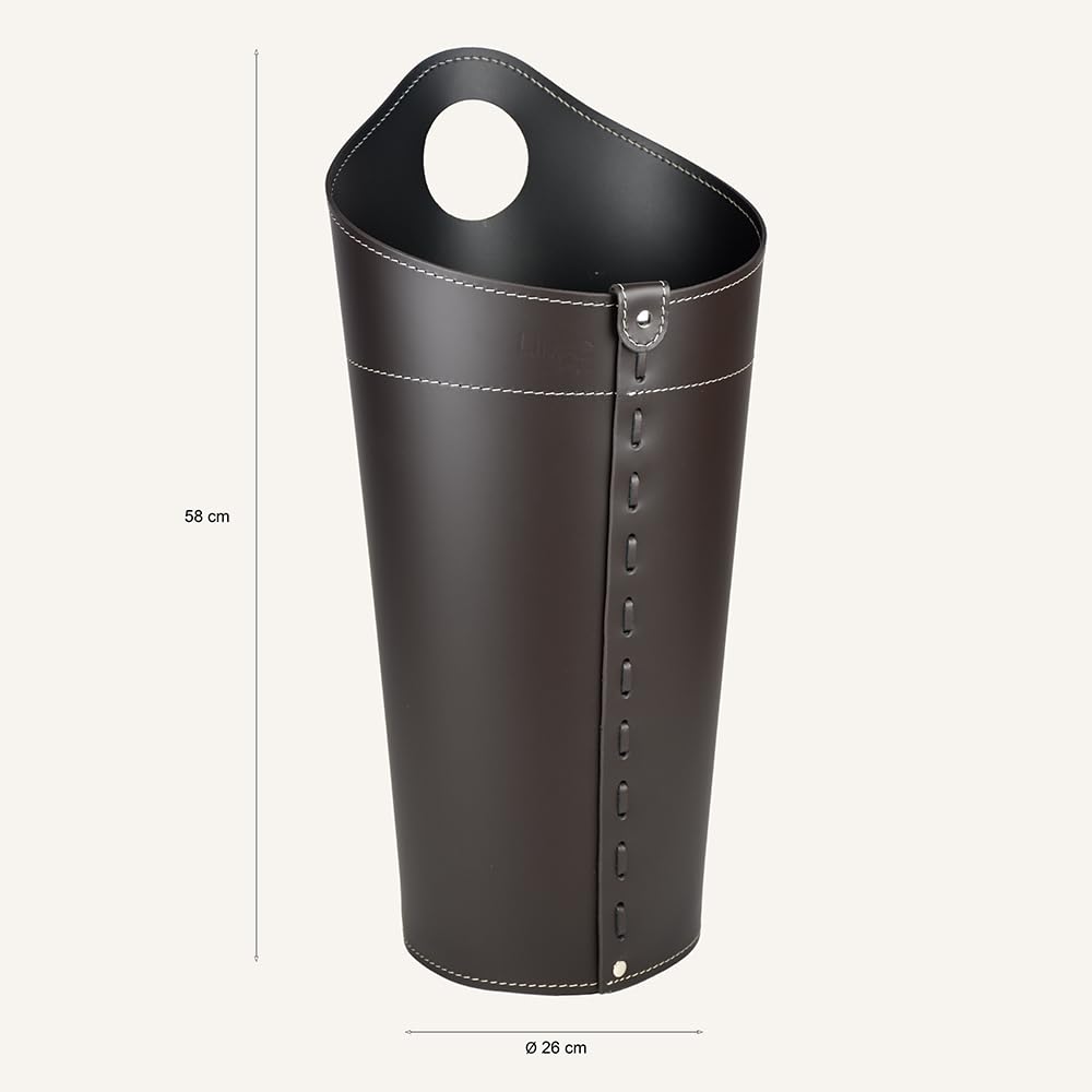 LIMAC Design PLUVIA Portaombrelli di design in cuoio, Porta Ombrelli Moderno da Interno, Contenitore per Ombrelli, con Vaschetta Scolapioggia Rimovibile, prodotto in Italia. (Nero)
