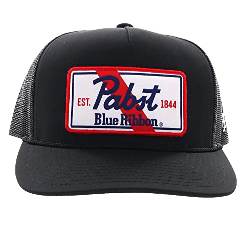 Image of HOOEY Officially Licensed Pabst Blue Ribbon One Size Fits All Adjustable Snapback Hat for Men and Women Mesh Back Trucker Hat