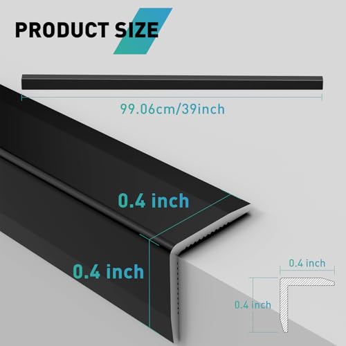Image of 10-Pack Tile Edge Trim,39''x0.4'' | Peel and Stick Aluminum Backsplash Trim Edge,Metal Self Adhesive Decorative Tile Liner,Matte Black