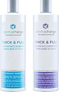Natural Hair Growth Shampoo and Conditioner Set - Sulfate Free, Vegan, Thicker Hair Regrowth with Vitamins - Hair Loss & Thinning Products - Curly or Color Treated Hair - For Men and Women (16oz)