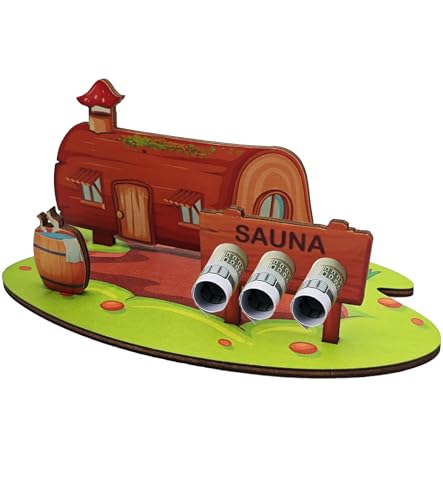 TAKONE Sauna Gutschein Geldgeschenk – Handgefertigte Holz-Fasssauna mit Platz für Geld – Originelle Geschenkidee für Geburtstag & Wellnessliebhaber