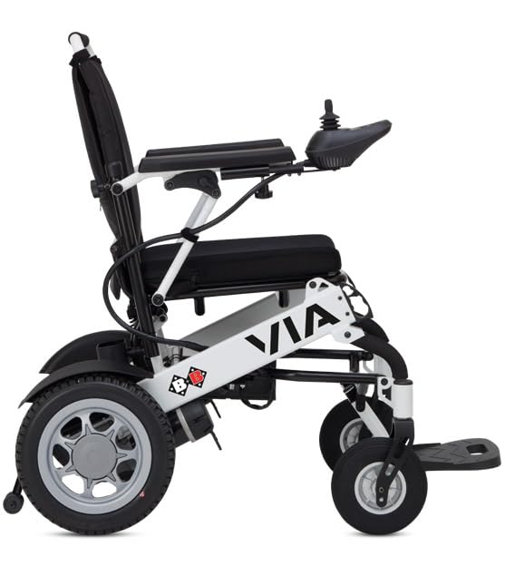 Bischoff & Bischoff Silla de ruedas eléctrica Via, plegable, para interior y exterior, velocidad de 6 km/h, alcance aprox. 25 km, color blanco, con HMV: 18.46.06.0004