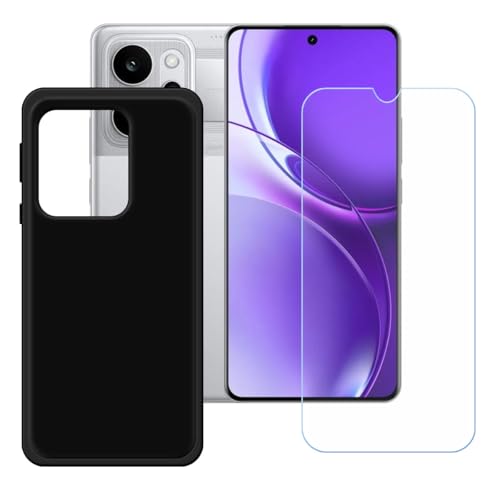 LCEHTOGYE �K�p Realme Narzo Power 5G +�����K���X�X�N���[���v���e�N�^�[�p�P�[�X�A�K�p Realme Narzo Power 5G (6,8")�ƌ݊����̂���u���b�N�\�t�gTPU�V���R���Q���P�[�X�ی�J�o�[