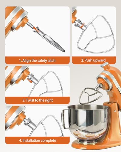 Image of Flat Beater Replacement Fit for Kitchen aid 5Qt Bowl Paddle Attachment for Tilt-Head Stand Mixers K45B,Stainless Steel Pastry Beater /No Coating /Dishwasher Safe