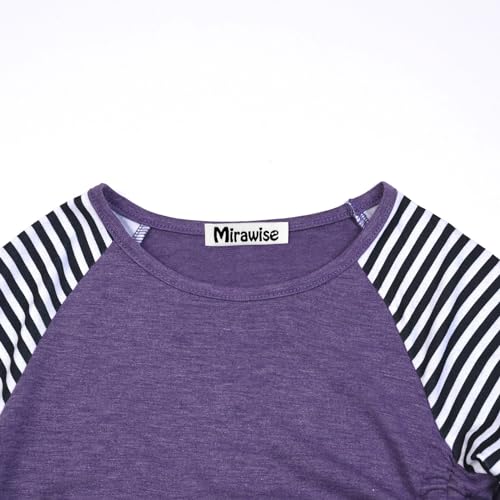 Image of Mirawise Girls Casual Long Short Shirts Tunic Tops Tee Shirt T-Shirts Side Tie Blouse 4-13 Years