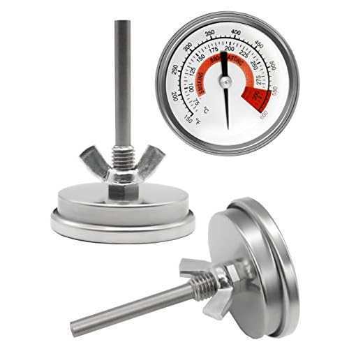 UPPOD Thermometer grillzubehör Thermostat Grill Thermometer für Smoker mit Rosette, Grillen, Backen, Ofen und Räucherofen S304 Edelstahl (Bis zu 400 °C) ... (small) 6 HomeTools.eu® - Großes Temperatur-Beständiges, analoges BBQ Grill-Thermometer Koch-Thermometer, zum Nachrüsten für BBQ Smoker Grill Töpfe Bräter Räucher-Ofen, Ø 5.8cm, 0°C - 300 °C