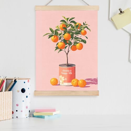 Image of PQKIY Motivational Orange Tree Wall Art Poster Hanger Frame 12x16 in, Inspirational Fruit Citrus Wall Decor Canvas Prints for Home Kitchen Bedroom Living Room