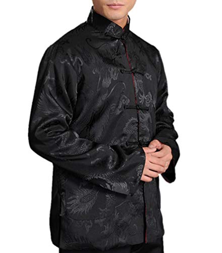 Chinese Tai Chi Kungfu Reversible Black/Red Jacket Blazer 100% Silk Brocade #107