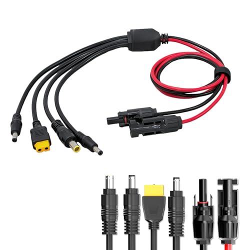 LVYUAN ソーラー充電ケーブル 4in1 MC4 DC 太陽光充電変換ケーブル 変換アダプター 変換コネクタ 長さ約1m ポータブル電源用ソーラーケーブル 折り畳み式ソーラパネル接続用、 太陽光発電所、RV用に適用 複数変換コネクタ付き MC4コネクター【対応規格:DC5521 / DC5525 / DC7909 (DC7955) / XT60】 LVYUAN ソーラー充電ケーブル 4in1 MC4 DC 太陽光充電変換ケーブル 変換アダプター 変換コネクタ 長さ約1m ポータブル電源用ソーラーケーブル 折り畳み式ソーラパネル接続用、 太陽光発電所、RV用に適用 複数変換コネクタ付き MC4コネクター【対応規格:DC5521 / DC5525 / DC7909 (DC7955) / XT60】