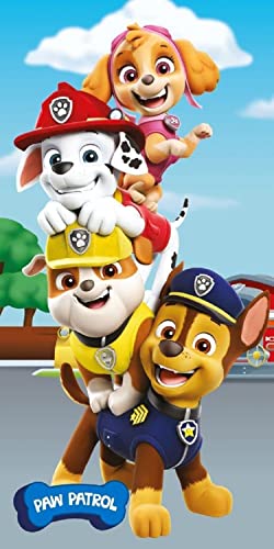Jerry Fabrics Paw Patrol Serviette de bain pour enfant à séchage rapide 100 % coton Bleu 70 x 140 cm