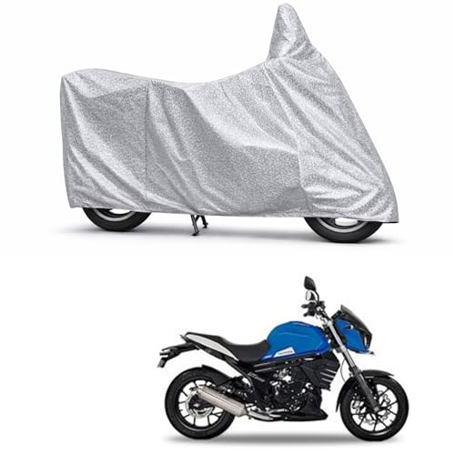 Image of 100% Waterproof Two Wheeler Body Cover Multi Layered Fabric Designed for Mahindra MOJO UT300 | Belt Buckle Lock | Silver Mag
