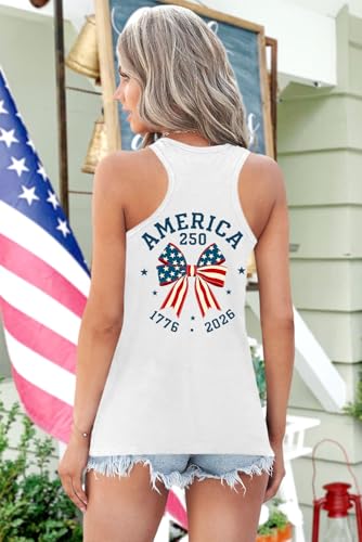 Image of Ithalt Womens American Flag Shirts 4th of July Outfits USA T-Shirt Patriotic Tank Shirt Fourth of July Sleeveless Tops