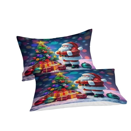 Housse de couette Père Noël microfibre 3D parure lit 3pcs - 3