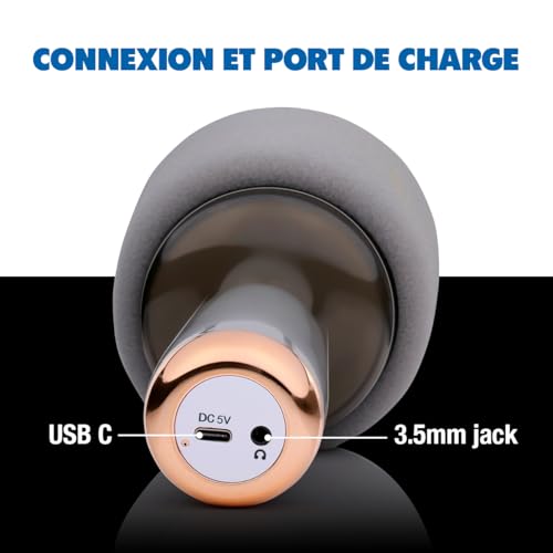 Micro sans fil karaoké RGB avec batterie longue durée USB-C