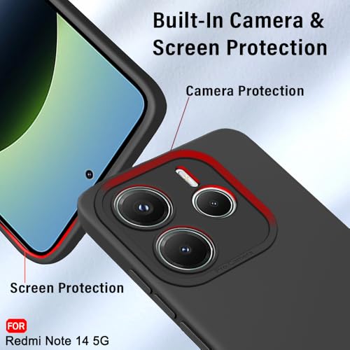 Image of TheGiftKart Liquid Silicon Back Cover Case for Mi Redmi Note 14 5G | Stylish Camera Protection Module | Micro-Fibre Lining Inside | Shockproof Back Cover Case for Redmi Note 14 5G (Silicone, Black)