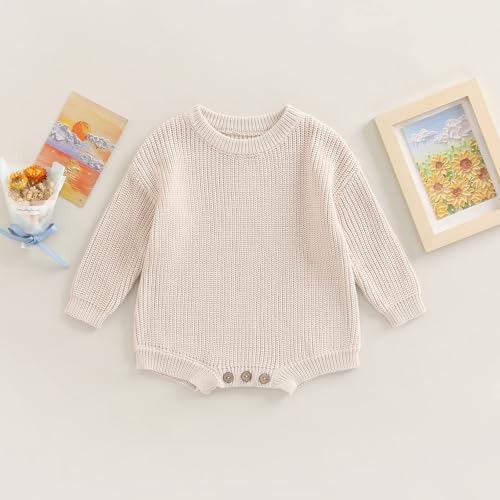 woshilaocai baby boy girl sweater oversized long sleeve romper warm crewneck bodysuit knitted winter clothes