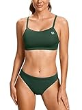 SYROKAN Women's Athletic Training Two Piece Swimsuit Bikini Sets Bathing Suit Racerback Sporty Swimwear Sycamore Green Small