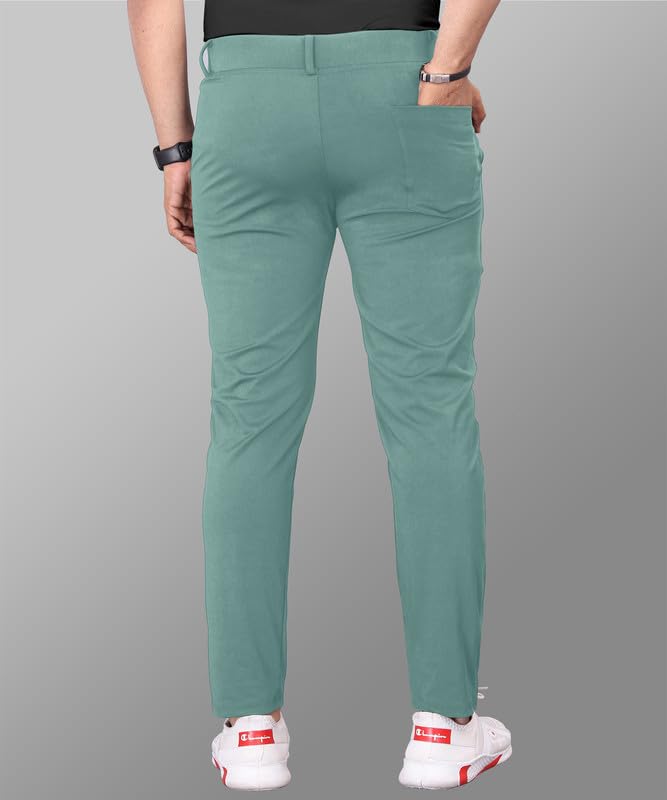 Image of COMBRAIDED Men's Slim Fit Stretchable Casual Trousers | Stylish Lycra Blend Pants for Office, Party
