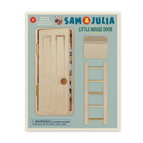 Image of The Mouse House - Mouse Door Kit for Children's Room - Miniature Wall Door for Playing and Dreaming - Craft Kit with Wooden Door, Ladder, Mailbox, Decorative Items for Playing Mouse Mail