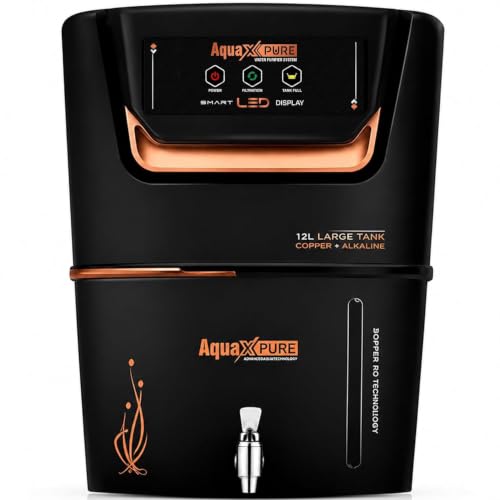 Image of Aqua X Pure AquaVision AI Black RO Water Purifier | RO+UV+UF Multi-Stage Purification | Copper & Zinc Mineral Boost | Smart LED Display Panel | 20 LPH High-Efficiency Performance | 1-Year Warranty*.