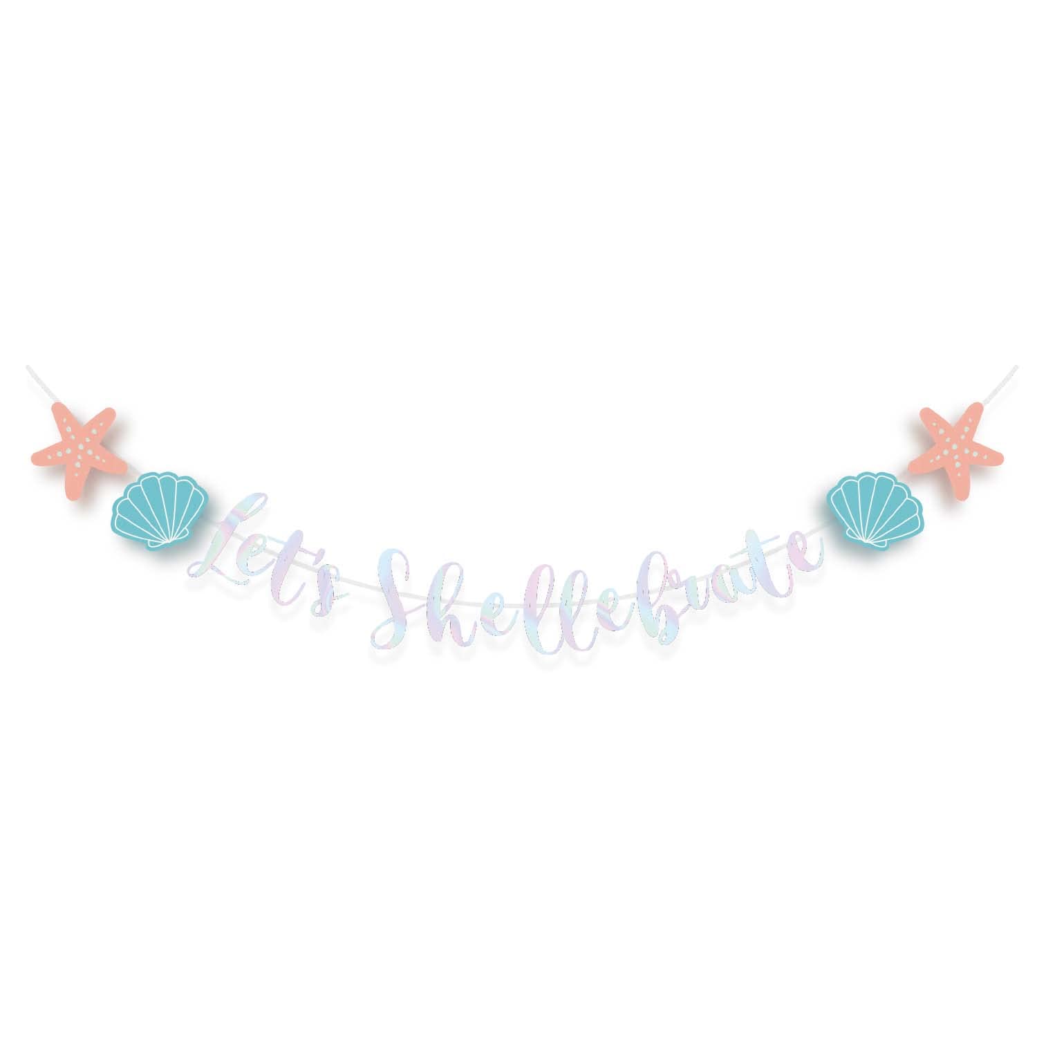 Amscan 9914393 - Mermaid Tales Kids Birthday Party 'Let's Shellebrate' Letter Banner Decoration - 2.5m