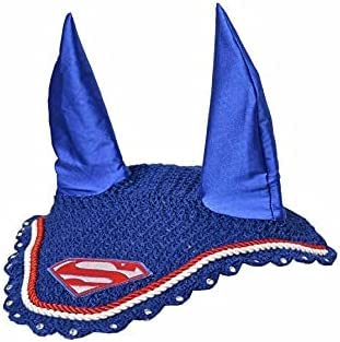 SUPERMAA Horse Ear Bonnet Ear Net Fly Veil Fly Mask Crochet Hood Mask with Piping Full/COB/Pony (Horse/Full)